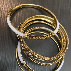 Gold and white Bangle bracelets